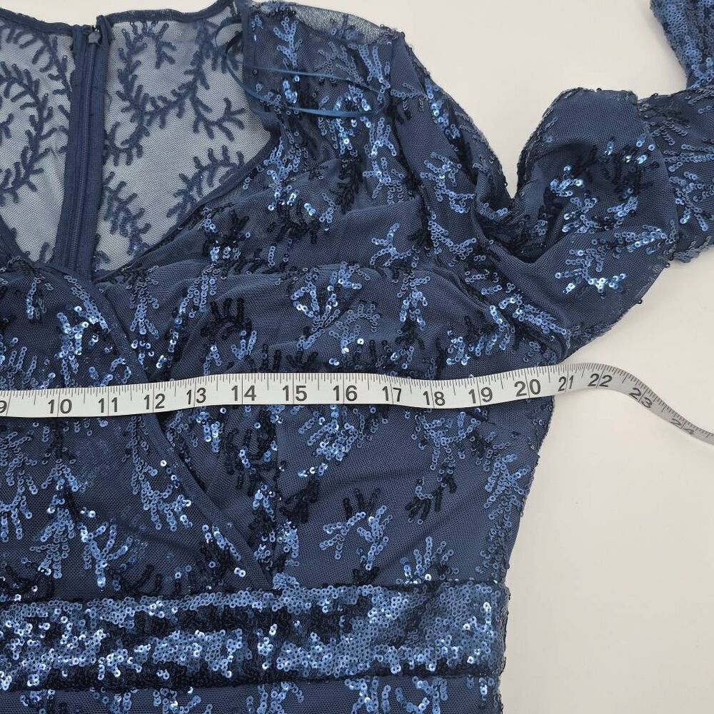 R & M Richards Embellished Sequined Evening Gown Size 14 Navy Blue - Picture 9 of 14
